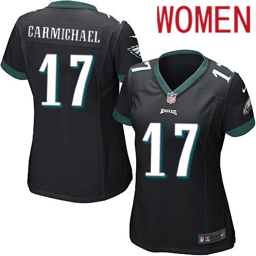Women Philadelphia Eagles 17 Harold Carmichael Nike Black Game NFL Jersey